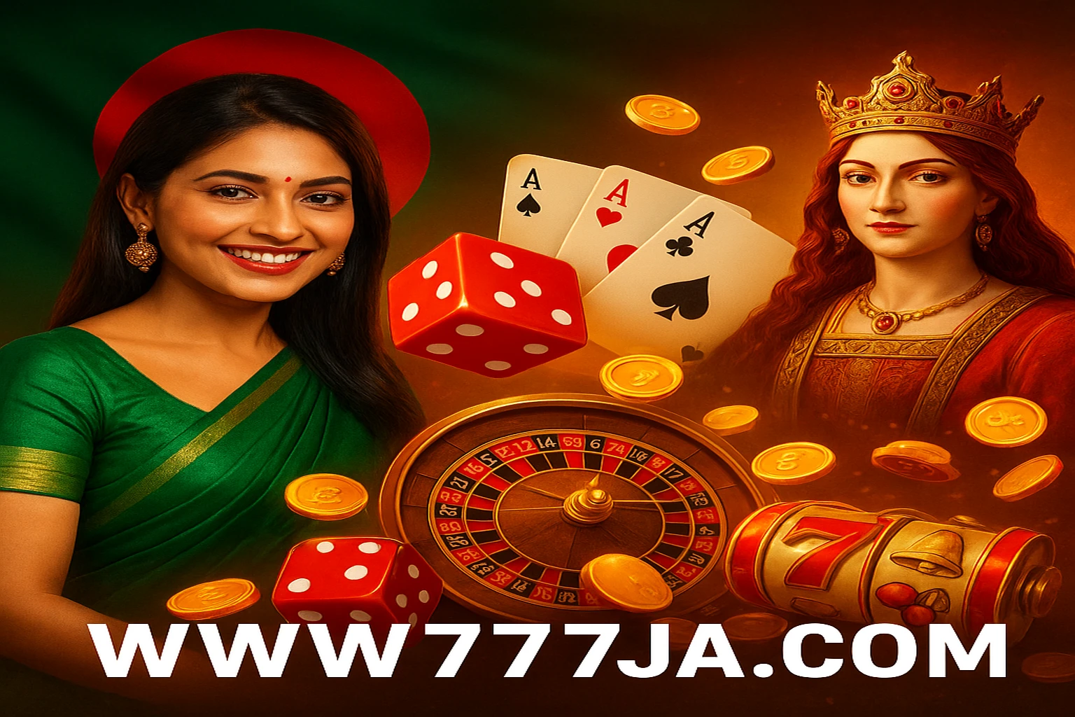 বাংলাদেশে 777ja অনলাইন গেমিং প্ল্যাটফর্ম, আর্কেড, লাইভ গেম ও স্পোর্টস গেমিং প্রচার ব্যানার